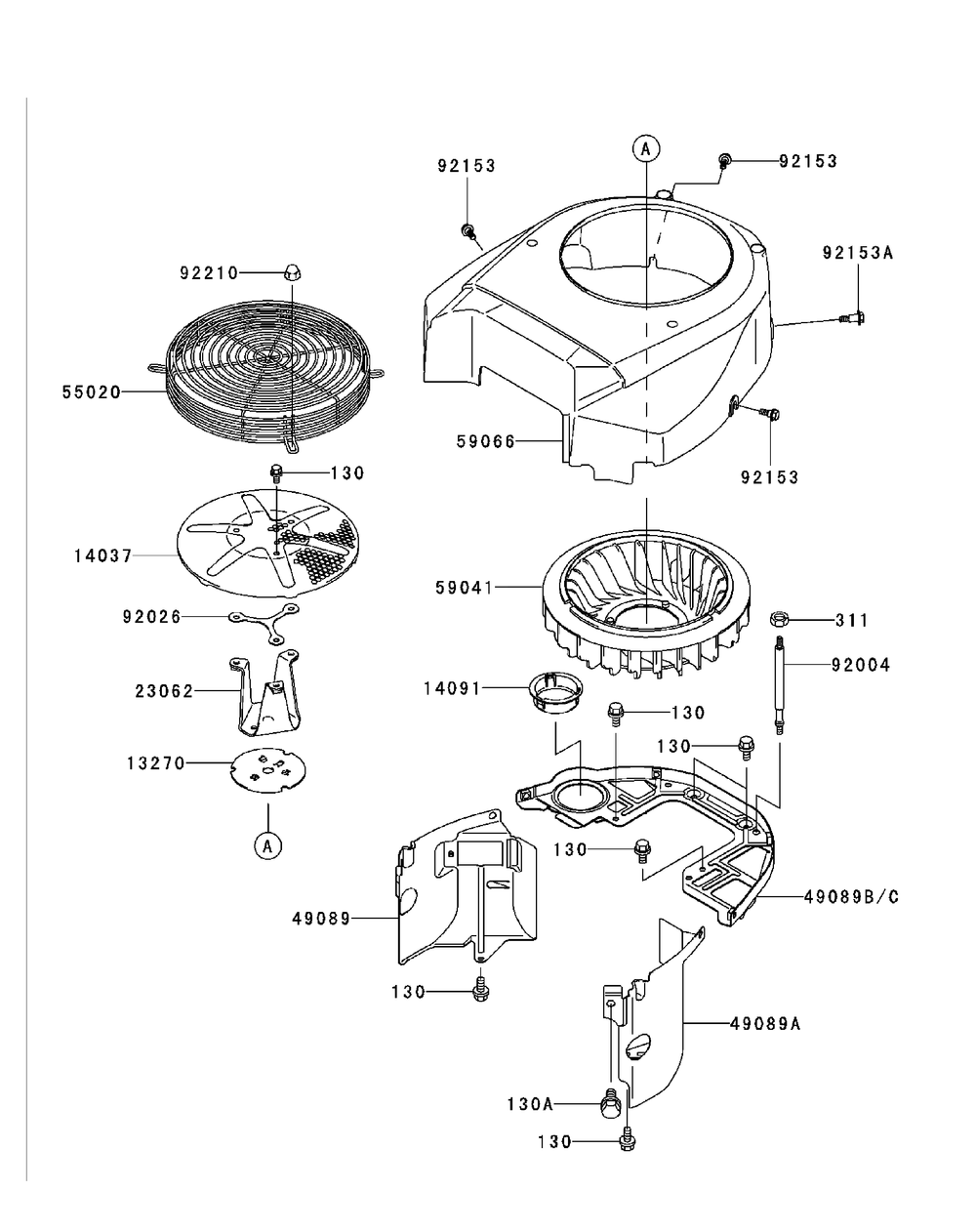 Fh721v As26 Cooling Equipment Diagram and Parts List for M60-KW 53BB5D8X750-25HP-OHV Cub Cadet Lawn Tractor